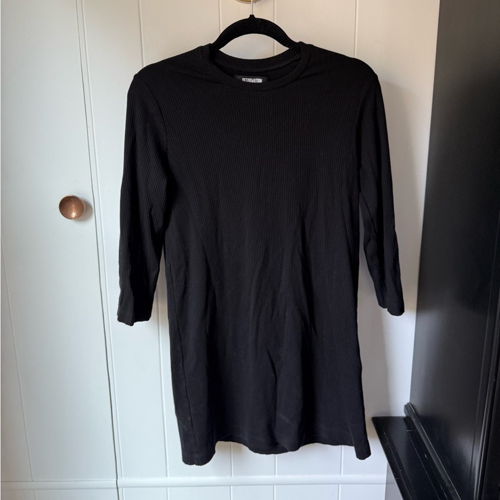 Black Ribbed Long Sleeve Dress- Reformation